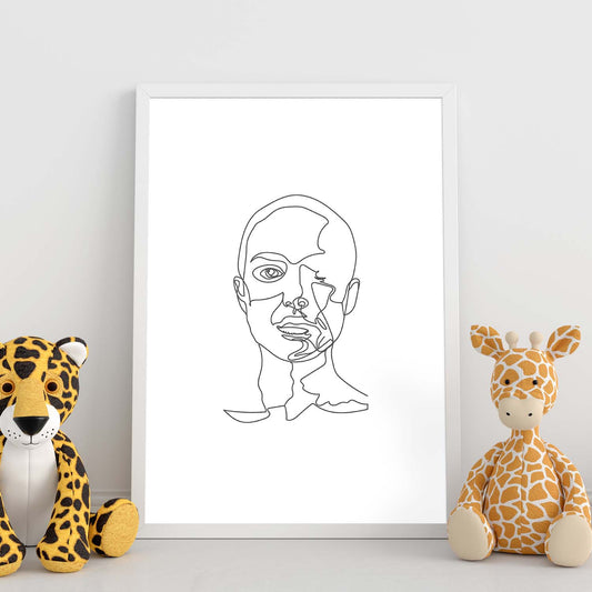 Posters de dibujos y bocetos a una linea. Lámina nordica de Rostro mujer 10.-Artwork-Nacnic-Nacnic Estudio SL