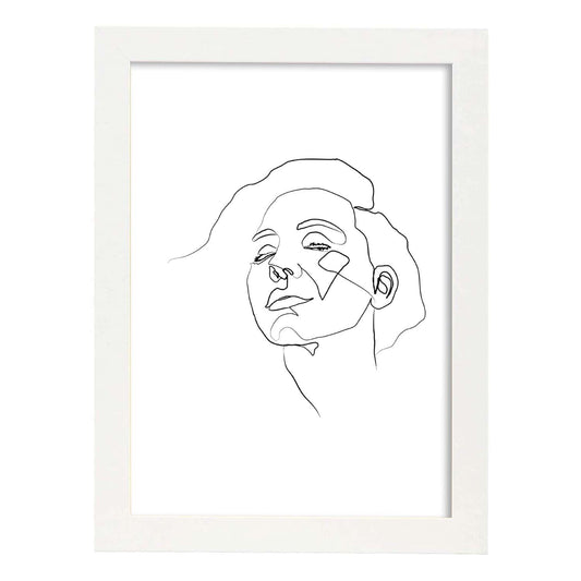 Posters de dibujos y bocetos a una linea. Lámina nordica de Rostro mujer 11.-Artwork-Nacnic-A4-Marco Blanco-Nacnic Estudio SL