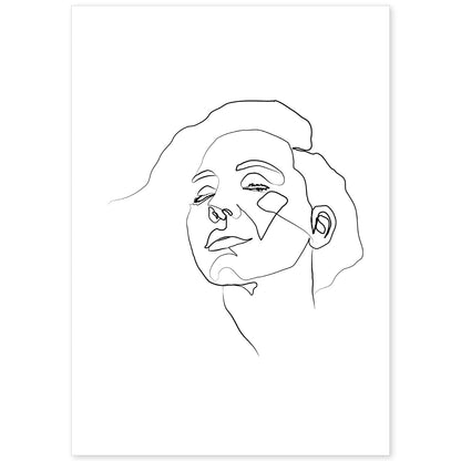 Posters de dibujos y bocetos a una linea. Lámina nordica de Rostro mujer 11.-Artwork-Nacnic-A4-Sin marco-Nacnic Estudio SL