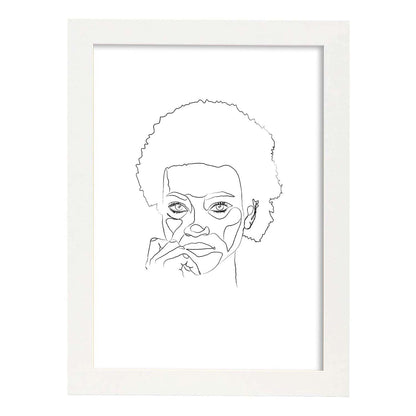 Posters de dibujos y bocetos a una linea. Lámina nordica de Rostro mujer 12.-Artwork-Nacnic-A4-Marco Blanco-Nacnic Estudio SL