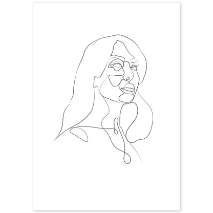 Posters de dibujos y bocetos a una linea. Lámina nordica de Rostro mujer 13.-Artwork-Nacnic-A4-Sin marco-Nacnic Estudio SL