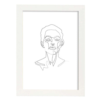 Posters de dibujos y bocetos a una linea. Lámina nordica de Rostro mujer 14.-Artwork-Nacnic-A4-Marco Blanco-Nacnic Estudio SL