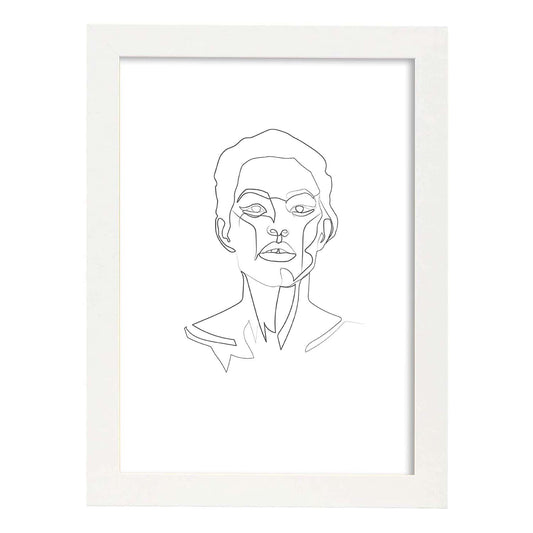 Posters de dibujos y bocetos a una linea. Lámina nordica de Rostro mujer 14.-Artwork-Nacnic-A4-Marco Blanco-Nacnic Estudio SL
