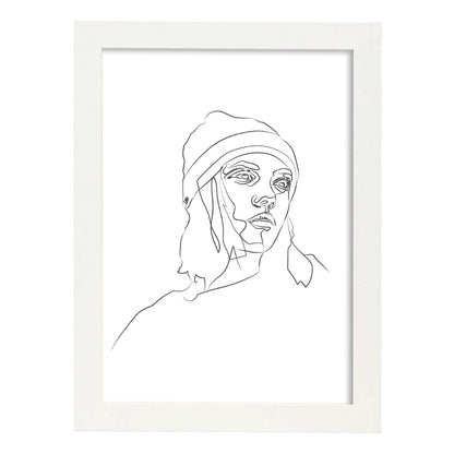Posters de dibujos y bocetos a una linea. Lámina nordica de Rostro mujer 15.-Artwork-Nacnic-A4-Marco Blanco-Nacnic Estudio SL