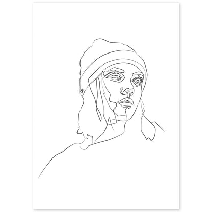 Posters de dibujos y bocetos a una linea. Lámina nordica de Rostro mujer 15.-Artwork-Nacnic-A4-Sin marco-Nacnic Estudio SL