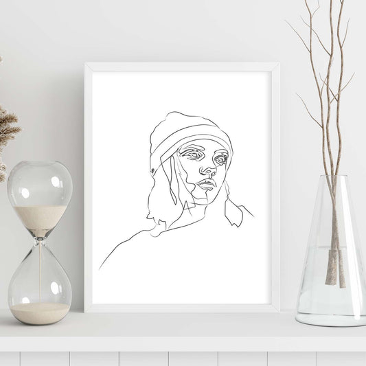 Posters de dibujos y bocetos a una linea. Lámina nordica de Rostro mujer 15.-Artwork-Nacnic-Nacnic Estudio SL