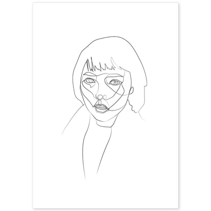 Posters de dibujos y bocetos a una linea. Lámina nordica de Rostro mujer 16.-Artwork-Nacnic-A4-Sin marco-Nacnic Estudio SL