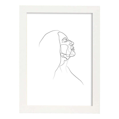 Posters de dibujos y bocetos a una linea. Lámina nordica de Rostro mujer 17.-Artwork-Nacnic-A4-Marco Blanco-Nacnic Estudio SL