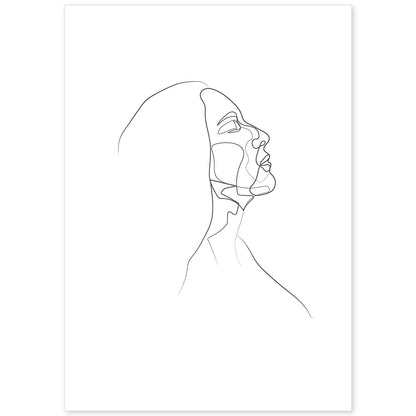 Posters de dibujos y bocetos a una linea. Lámina nordica de Rostro mujer 17.-Artwork-Nacnic-A4-Sin marco-Nacnic Estudio SL