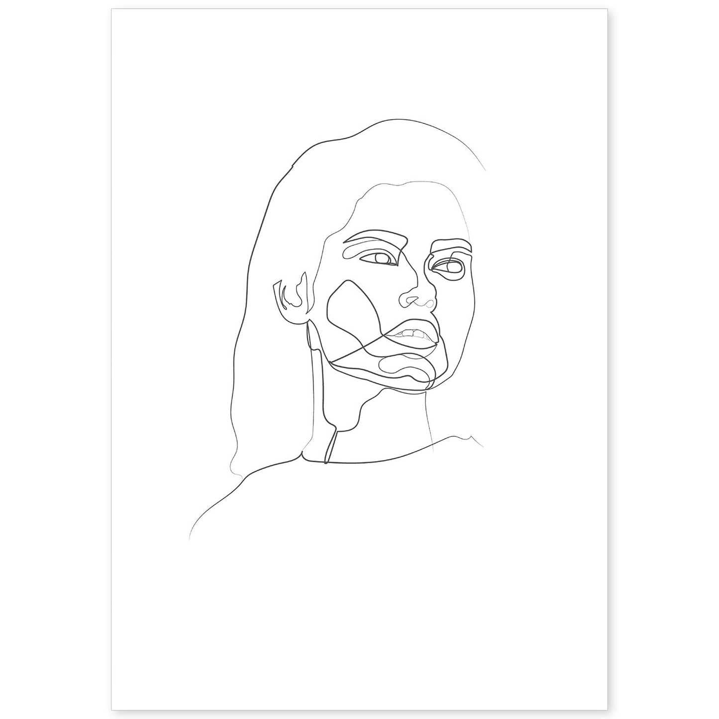Posters de dibujos y bocetos a una linea. Lámina nordica de Rostro mujer 18.-Artwork-Nacnic-A4-Sin marco-Nacnic Estudio SL