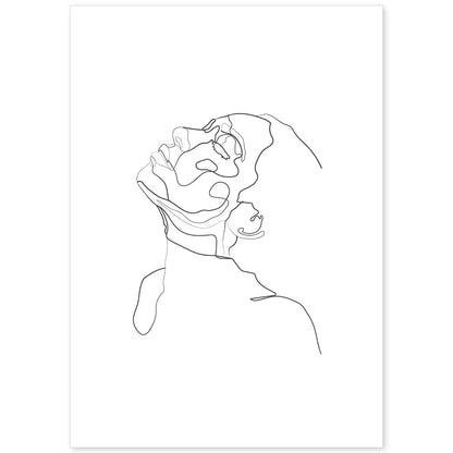 Posters de dibujos y bocetos a una linea. Lámina nordica de Rostro mujer 19.-Artwork-Nacnic-A4-Sin marco-Nacnic Estudio SL
