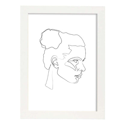 Posters de dibujos y bocetos a una linea. Lámina nordica de Rostro mujer 1.-Artwork-Nacnic-A4-Marco Blanco-Nacnic Estudio SL