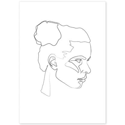 Posters de dibujos y bocetos a una linea. Lámina nordica de Rostro mujer 1.-Artwork-Nacnic-A4-Sin marco-Nacnic Estudio SL
