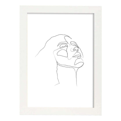 Posters de dibujos y bocetos a una linea. Lámina nordica de Rostro mujer 3.-Artwork-Nacnic-A4-Marco Blanco-Nacnic Estudio SL