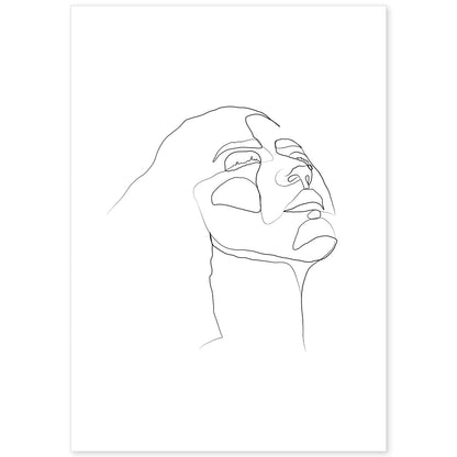 Posters de dibujos y bocetos a una linea. Lámina nordica de Rostro mujer 3.-Artwork-Nacnic-A4-Sin marco-Nacnic Estudio SL
