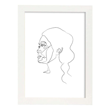 Posters de dibujos y bocetos a una linea. Lámina nordica de Rostro mujer 4.-Artwork-Nacnic-A4-Marco Blanco-Nacnic Estudio SL