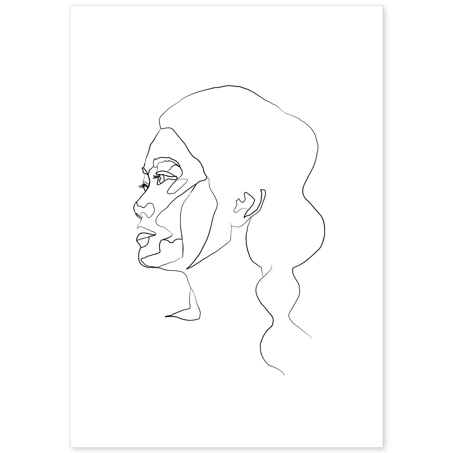 Posters de dibujos y bocetos a una linea. Lámina nordica de Rostro mujer 4.-Artwork-Nacnic-A4-Sin marco-Nacnic Estudio SL