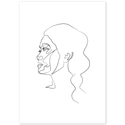 Posters de dibujos y bocetos a una linea. Lámina nordica de Rostro mujer 4.-Artwork-Nacnic-A4-Sin marco-Nacnic Estudio SL