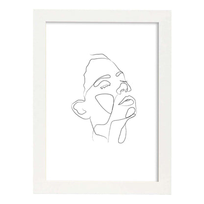Posters de dibujos y bocetos a una linea. Lámina nordica de Rostro mujer 5.-Artwork-Nacnic-A4-Marco Blanco-Nacnic Estudio SL