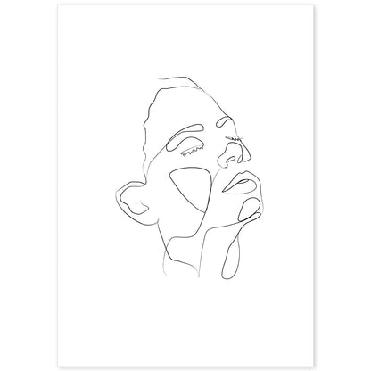 Posters de dibujos y bocetos a una linea. Lámina nordica de Rostro mujer 5.-Artwork-Nacnic-A4-Sin marco-Nacnic Estudio SL