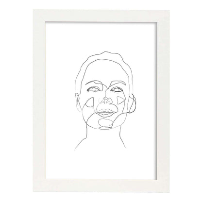 Posters de dibujos y bocetos a una linea. Lámina nordica de Rostro mujer 7.-Artwork-Nacnic-A4-Marco Blanco-Nacnic Estudio SL