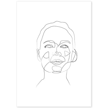 Posters de dibujos y bocetos a una linea. Lámina nordica de Rostro mujer 7.-Artwork-Nacnic-A4-Sin marco-Nacnic Estudio SL