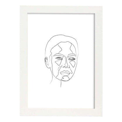 Posters de dibujos y bocetos a una linea. Lámina nordica de Rostro mujer 8.-Artwork-Nacnic-A4-Marco Blanco-Nacnic Estudio SL