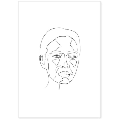 Posters de dibujos y bocetos a una linea. Lámina nordica de Rostro mujer 8.-Artwork-Nacnic-A4-Sin marco-Nacnic Estudio SL