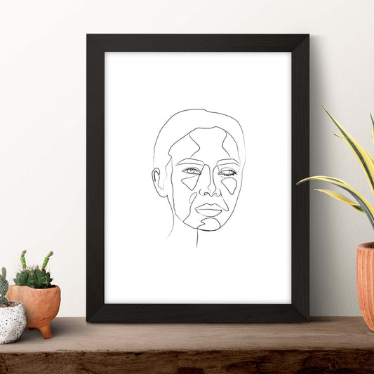 Posters de dibujos y bocetos a una linea. Lámina nordica de Rostro mujer 8.-Artwork-Nacnic-Nacnic Estudio SL
