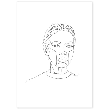 Posters de dibujos y bocetos a una linea. Lámina nordica de Rostro mujer 9.-Artwork-Nacnic-A4-Sin marco-Nacnic Estudio SL