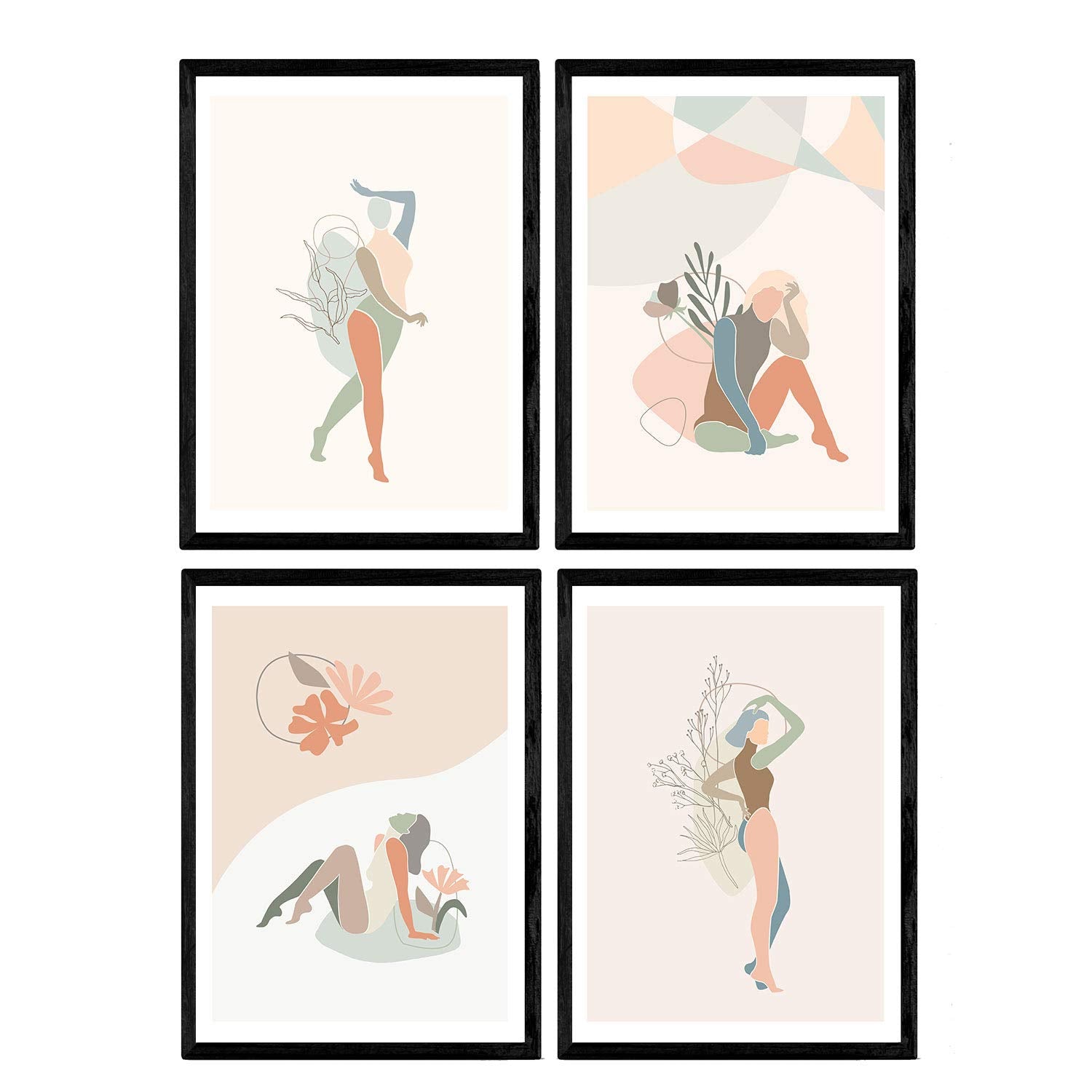 Posters de figuras femeninas tonos pastel. Mujeres posando. Boceto ilustracion mujer.-Artwork-Nacnic-Nacnic Estudio SL