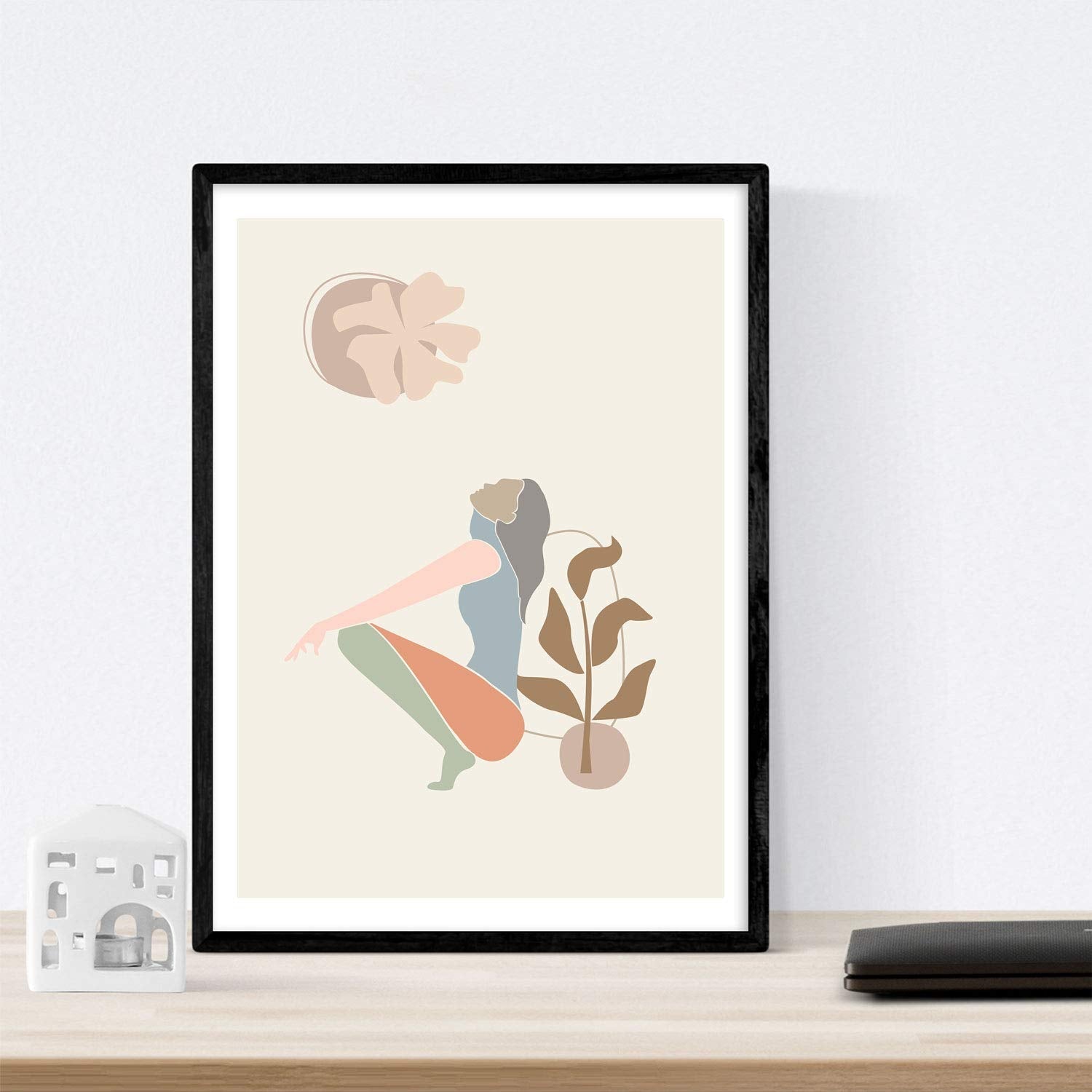 Posters de figuras femeninas y formas tonos pastel. Mujeres posando. Boceto ilustracion mujer.-Artwork-Nacnic-Nacnic Estudio SL