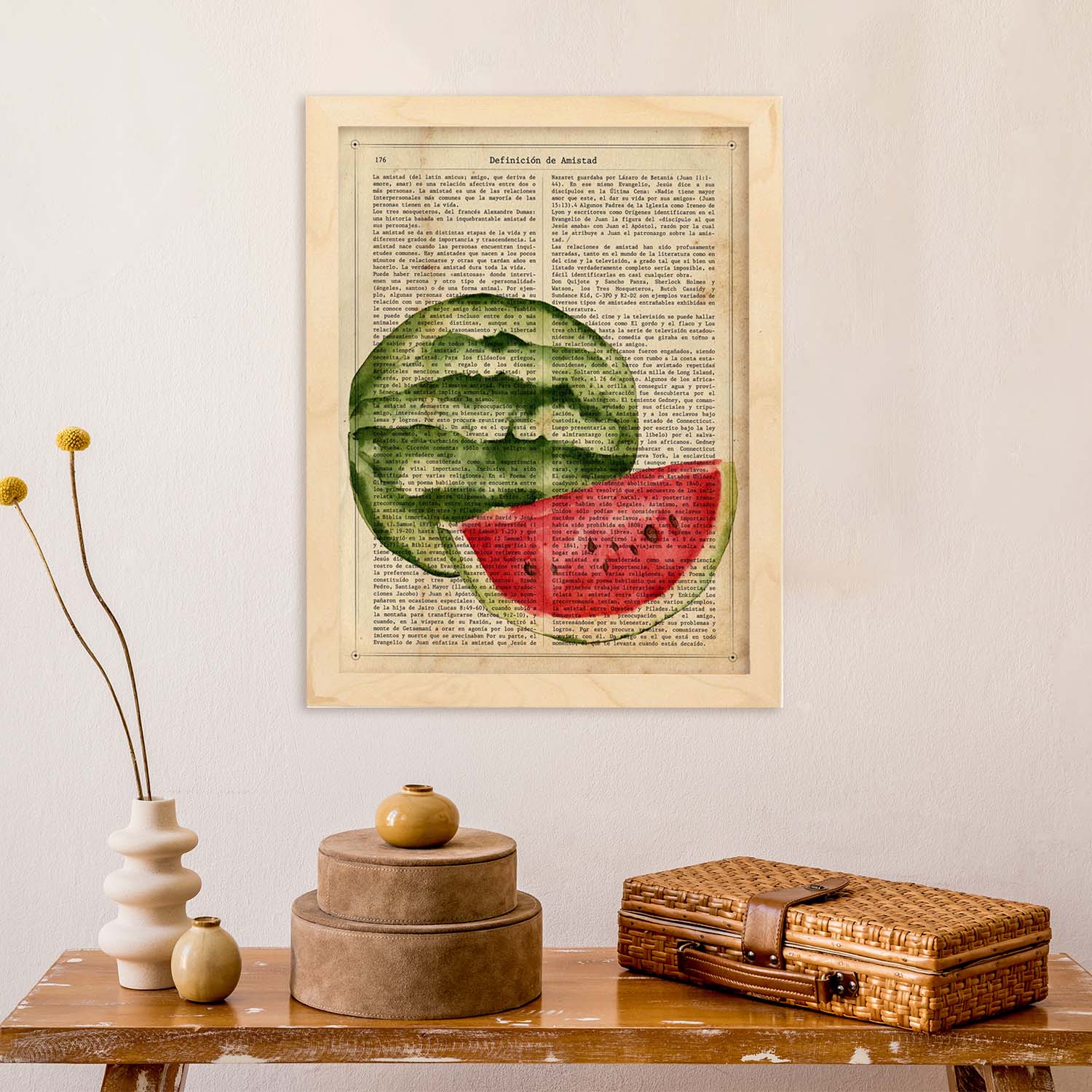 Posters de frutas con texto. Lámina Bodegón de Sandías con imágenes de alimentación saludable con definiciones.-Artwork-Nacnic-Nacnic Estudio SL