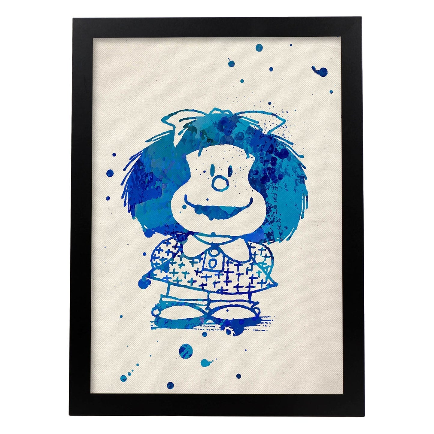 Posters de Mafalda azul. Posters de Mafalda a color para niños, diseños del ilustrador Quino.-Artwork-Nacnic-A3-Marco Negro-Nacnic Estudio SL