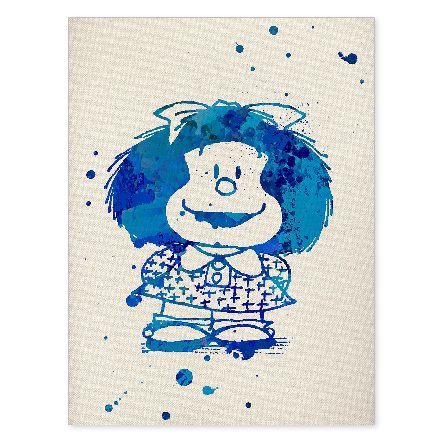 Posters de Mafalda azul. Posters de Mafalda a color para niños, diseños del ilustrador Quino.-Artwork-Nacnic-A4-Sin marco-Nacnic Estudio SL