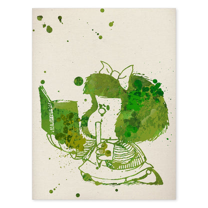 Posters de Mafalda verde. Posters de Mafalda a color para niños, diseños del ilustrador Quino.-Artwork-Nacnic-A4-Sin marco-Nacnic Estudio SL