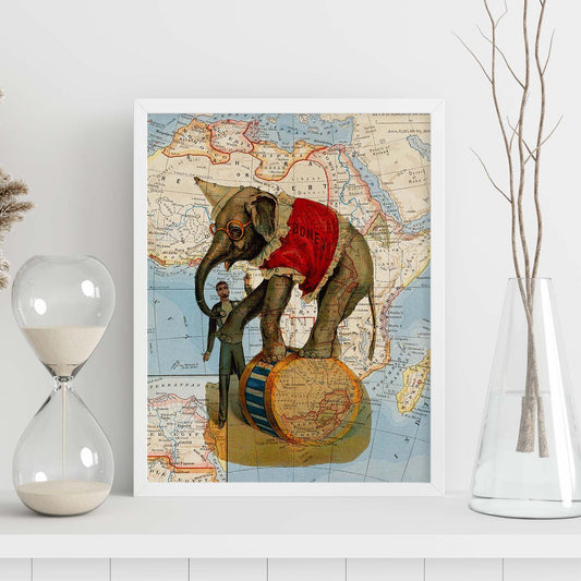 Posters de objetos sobre mapas. Lámina Ambulante desde África, con diseño de objetos sobre mapas vintage.-Artwork-Nacnic-Nacnic Estudio SL