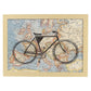 Posters de objetos sobre mapas. Lámina Bici a Europa, con diseño de objetos sobre mapas vintage.-Artwork-Nacnic-A4-Marco Madera clara-Nacnic Estudio SL