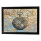 Posters de objetos sobre mapas. Lámina Es hora de Viajar, con diseño de objetos sobre mapas vintage.-Artwork-Nacnic-A3-Marco Negro-Nacnic Estudio SL