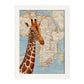 Posters de objetos sobre mapas. Lámina Girafa sueña África, con diseño de objetos sobre mapas vintage.-Artwork-Nacnic-A3-Marco Blanco-Nacnic Estudio SL