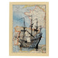 Posters de objetos sobre mapas. Lámina Mediterráneo Vintage, con diseño de objetos sobre mapas vintage.-Artwork-Nacnic-A4-Marco Madera clara-Nacnic Estudio SL