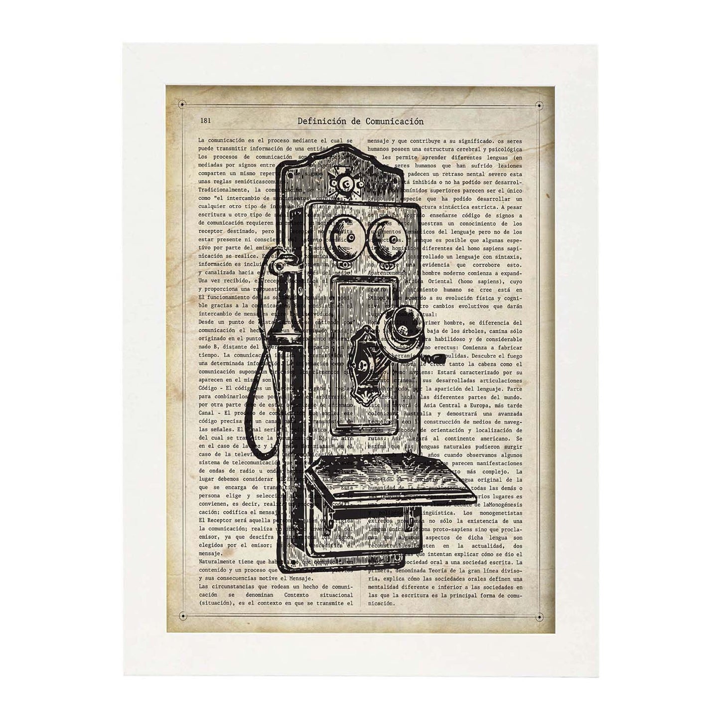 Posters de objetos vintage. Lámina Teléfono Roto con imágenes de objet – Nacnic  Estudio SL