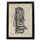 Posters de objetos vintage. Lámina Teléfono Roto con imágenes de objetos e instrumentos vintage, con definiciones en español.-Artwork-Nacnic-A4-Marco Negro-Nacnic Estudio SL