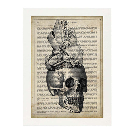 Posters de objetos vintage. Lámina Tu cara me Suena con imágenes de objetos e instrumentos vintage, con definiciones en español.-Artwork-Nacnic-A4-Marco Blanco-Nacnic Estudio SL