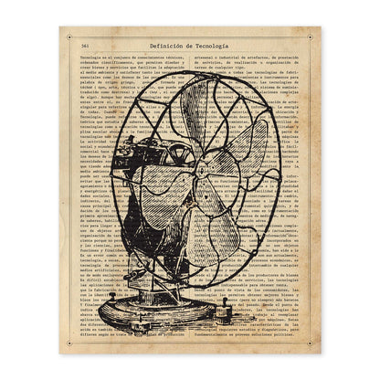 Posters de objetos vintage. Lámina Ventilador Vintage con imágenes de objetos e instrumentos vintage, con definiciones en español.-Artwork-Nacnic-A4-Sin marco-Nacnic Estudio SL