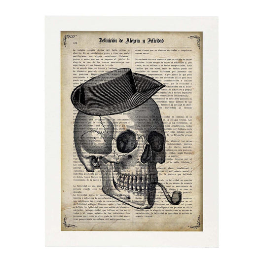 Posters de objetos vintage. Lámina Vivir Mata con imágenes de objetos e instrumentos vintage, con definiciones en español.-Artwork-Nacnic-A4-Marco Blanco-Nacnic Estudio SL