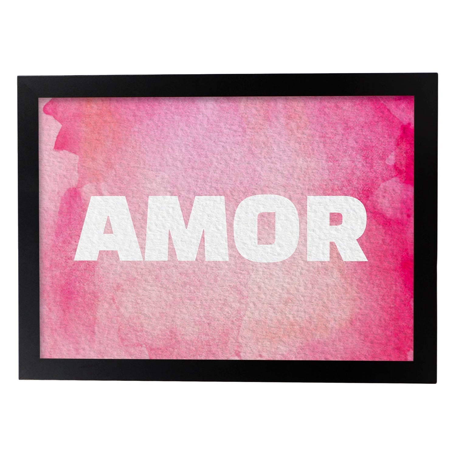 Posters de palabras coloridas. Lámina de palabra Amor con diseño colorido y toques acuarela.-Artwork-Nacnic-A3-Marco Negro-Nacnic Estudio SL