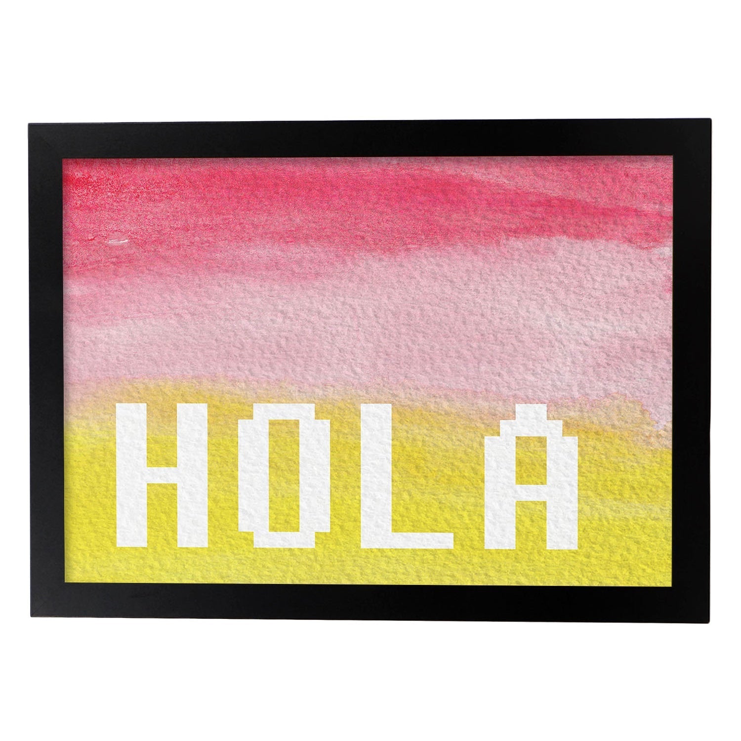 Posters de palabras coloridas. Lámina de palabra Hola con diseño colorido y toques acuarela.-Artwork-Nacnic-A3-Marco Negro-Nacnic Estudio SL