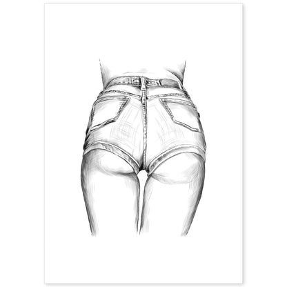 Posters eróticos. Lámina Culo con vaqueros dibujada con imágenes sensuales del cuerpo femenino.-Artwork-Nacnic-A4-Sin marco-Nacnic Estudio SL