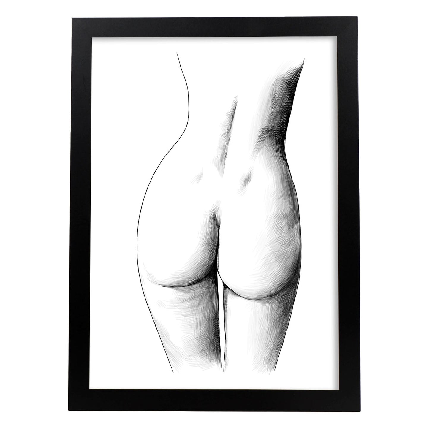 Posters eróticos. Lámina Culo dibujada con imágenes sensuales del cuerpo femenino.-Artwork-Nacnic-A3-Marco Negro-Nacnic Estudio SL